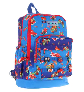 Kaukko Kids Dört Bölmeli Erkek Çocuk Silikon Aksesuarlı Mavi Kırmızı İlkokul Çantası