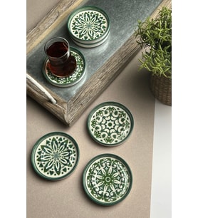 6'lı Stoneware Mozaik Yeşil Çay Tabağı, 10cm, şık ve dayanıklı tasarım