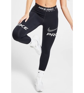 Nike Dri Fit Training Pro Graphic Women's Mid Rise Leggings Kadın Spor Tayt Füme Siyah