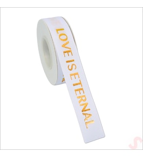Grogren Kurdele Eternal Altın Baskılı, 2,5cm x 23mt - Beyaz