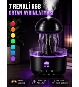 Dekoratif Denizanası Efektli Ha Nemlendirici RGB Gece Lambalı Ultrasonik Buhar Cihazı
