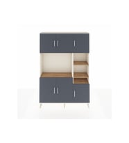 Arges Dolap 10 Raflı 6 Kapaklı 132x30x195 Aytaşı-Antrasit/Çam