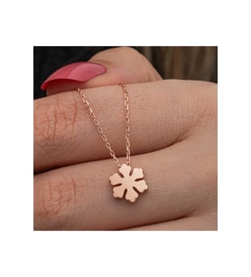 Gümüş Rose Minimal Kar Tanesi Kadın Kolye CSR2185561