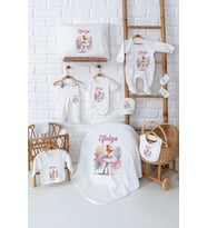 Pia Baby Premium Yenidoğan Kız Bebek Hediyesi İsme Özel Hastane Çıkışı Set 5044-00 (Ekru)