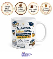 Akademik Hayat Yazılı Komik Baskılı Kupa Bardak Hediye Porselen Mug
