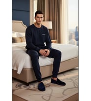 Erkek Nakışlı Sweatshirt ve Eşofman Altı Ev Giyim Takımı Fonksiyonel Dayanıklı Kaliteli Şık