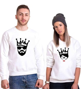 Tshirthane Cool King Queen Sevgili Kombinleri Sweatshirt Kombini (Tek Ürün Fiyatıdır.)