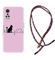 General Mobile GM 21 Pro GM 22 Pro Plus Kılıf Boyun Asklı Rasta Silikon Pink Cat Heart 1303