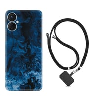 Tecno Spark 9T Kılıf Silikon Boyun Askılı İpli Desenli Silikon Blue Zigzag 1687