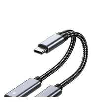 TAPLIN TK-134 Type-C 2'si 1 Arada Şarj ve Ses Kablosu (Gümüş)