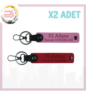 Kırmızı-Pembe, İsme Özel 01 Adanalı İçin Hediye Şık ve Anlamlı Hatıra Tasarım 2'li Anahtarlık Takım