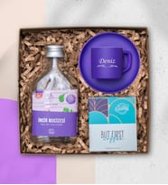 Kişiye Özel Mor Fincan, Türk Kahvesi , 200ML İncir Kolonyası,  Hediye Seti 