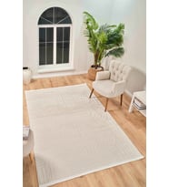 Vola 2906 Yumuşak Dokulu Modern Salon Mutfak Koridor Halısı Krem Tozumaz Makine Halısı