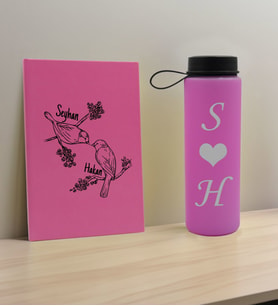 BK Gift Sevgiliye Özel İsimli Pembe Defter ve Cam Matara Hediye Seti-11, Sevgiliye Hediye, Sevgililer Günü, Yeni İş Hediyesi