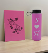 BK Gift Sevgiliye Özel İsimli Pembe Defter ve Cam Matara Hediye Seti-11, Sevgiliye Hediye, Sevgililer Günü, Yeni İş Hediyesi