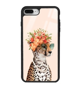 iPhone 8 Plus İnfluencer Leopar Kedi Tasarımlı Glossy Telefon Kılıfı