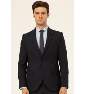 Süvari 6 Drop Slim Fit Lacivert Yeleksiz Düz Takım Elbise