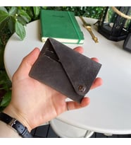 Modica® Vista - Hakiki Deri Unisex Natürel Minimal Cüzdan (Gri)