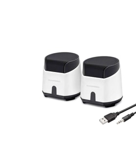 Minimalist Beyaz Masaüstü Hoparlör 1+1 USB 3.5mm