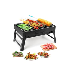 Taşınabilir Katlanabilir Mangal 43 cm Kömürlü Kamp Izgara Paslanmaz Çelik Barbekü