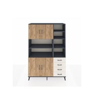 Hyperion Dolap 9 Raflı 4 Çekmeceli 4 Kapaklı 132x44x195 Antrasit-Çam/Aytaşı