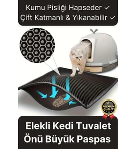 Özel Üretim Çift Katmanlı Yıkanabilir Kumu Pisliği Hapseden Büyük Elekli Kedi Tuvalet Önü Paspası