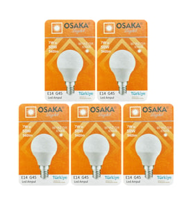 (5 Adet) Osaka 7W (50W) Beyaz Işık E14 Duylu (İnce Duy) Led Mini Ampul
