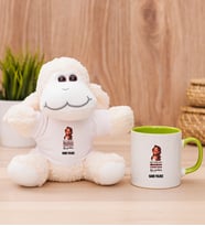 Kişiye Özel Kudurtayım Diye Tasarım Esprili Peluş Koyun ve Yeşil Kupa