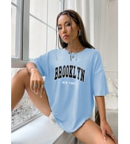 Brooklyn New York Baskılı Tasarım Tshirt (Bebe Mavi)