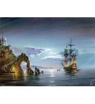 Rıhtıma Yanaşan Yelkenli Sayılarla Boyama Seti 40x50 cm (Tuvale Gerili)
