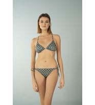 Estiva Parlak Üçgen İpli Bikini Takımı - Yeşil Desenli