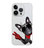 PrintiFy iPhone 14 Pro Max ile Uyumlu Köpek 2 Kamera Korumalı Şeffaf Kılıf