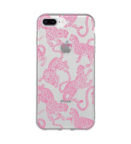 Iphone 7 Plus / 8 Plus Uyumlu Pembe Leopar Desenli Şeffaf Telefon Kılıfı