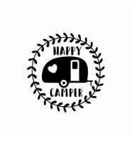 Happy Camper Sticker siyah 15X15 CM (Siyah)