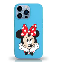 Apple iPhone 13 Pro Max  Lansman Kılıf Minnie Mouse Tasarımlı Altı Kapalı İçi Kadife Kaplı  Kapak (Şeffaf)