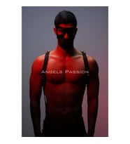 Çivi Detaylı ve Maskeli Erkek Harness Takım, Erkek Clubwear, Erkek Göğüs Harness (Siyah)