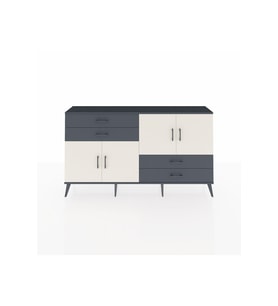 Arges Konsol 3 Raflı 4 Çekmeceli 4 Kapaklı 176x30x99 Antrasit-Aytaşı/Antrasit