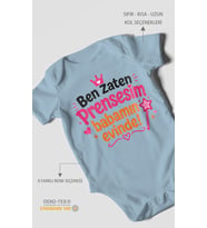 Ben zaten prensesim babamın evinde! Kısa Kollu Bebek Body %100 Pamuk