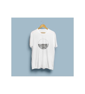 Oversize Siyah Beyaz Dalga Okyanus Çizim Tasarım Unisex T-shirt
