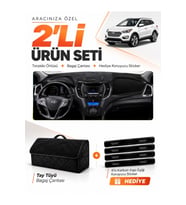 e-biz HYUNDAİ SANTA FE (2012-2017) Uyumlu Torpido Örtüsü + Tay Tüyü Bagaj Çantası - Siyah - HU026