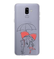 Samsung Galaxy J8 Kapak Aşk Tasarımlı Şeffaf Silikon Kılıf