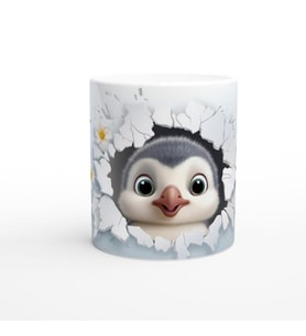 Buz Çiçeklerinin Arasında Yavru Penguen Temalı Baskılı Kupa Bardak