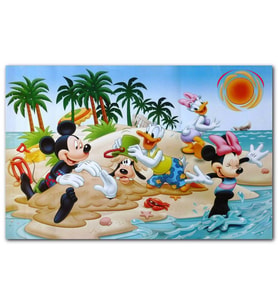 Cakatablo Donald Duck Daisy Duck Mickey Mouse Minnie Aand Goofy Sahilde Görseli