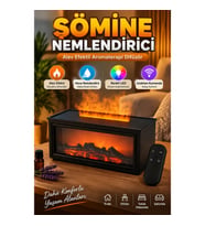Şömine Efektli Aromaterapi Nemlendirici – Uzaktan Kumandalı Renkli LED Difüzör