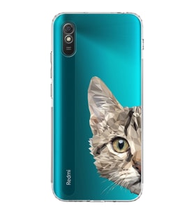 Xiaomi Redmi 9A  Kamera Korumalı Kapak Catface Tasarımlı Şeffaf  Kılıf