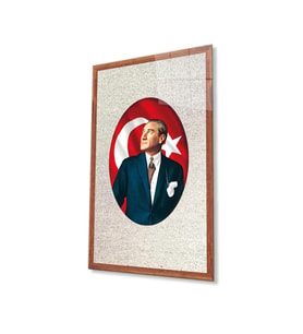 Atatürk Cam Tablo 4mm Dayanıklı Temperli Cam, Atatürk Glass Wall Art (Çok Renkli)