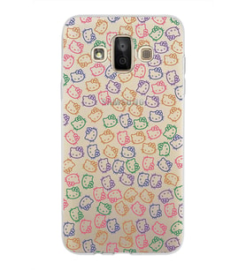 Samsung Galaxy J7 Duo Kapak Hello Kitty Tasarımlı Şeffaf Silikon Kılıf