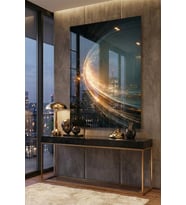Kırılmaz Cam Tablo 5mm (Kalın) - Ev İşyeri Duvar Dekorasyonu - Soyut MODERN Tasarımlar (DİKEY) (Çok Renkli)