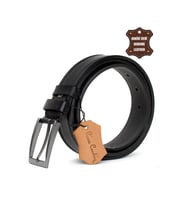 Pierre Cardin PC355 Erkek 3,5 cm Çift Dikiş Kemer Siyah