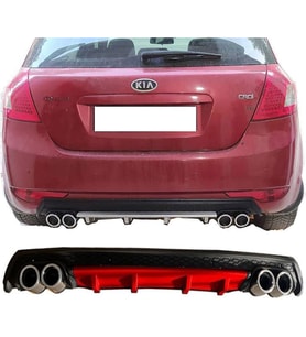 Kia Ceed Kırmızı Difüzör Çiftli Yuvarlak Egzoz Görünümlü D Tip Difizör